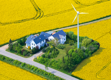 Druckerei Quint mit Windkraftwerk - Luftbild